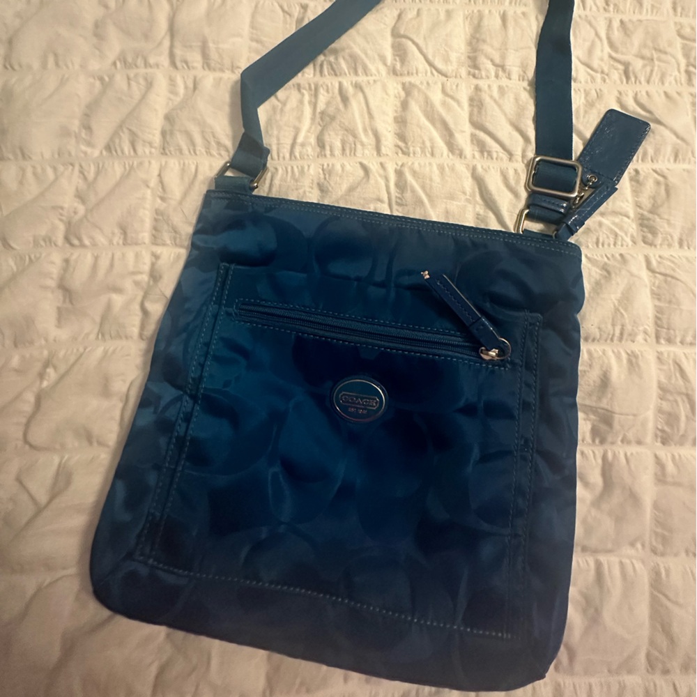Coach Peacock Blue Signature Crossbody- Like New